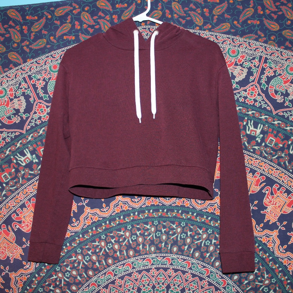 Maroon Cropped Hoodie